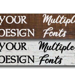 Your IDEA custom text multiple fonts - wood look background 3x12&quot;, 4x18&quot; or 2x6&quot; metal sign
