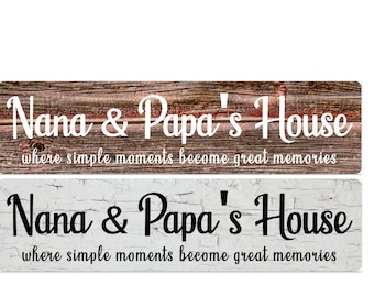 Personalized Nana's House Metal Sign, Barn Wood Style