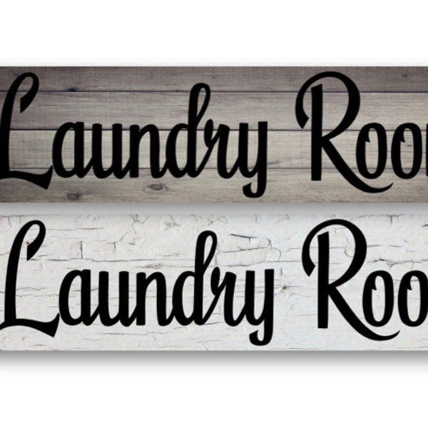 Laundry Room Grey wood or White Crackle- Metal Sign 4"x18" or 3"x12" or 2"x8" modern rustic