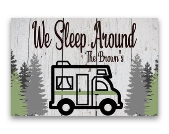 Personalized Camper Metal Sign, Rustic RV Decor (8x12)