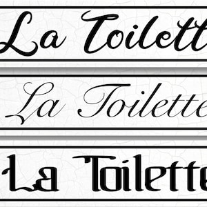 La Toilette antique style white paint crackle  style background - 4"x18" or 3"x12" or 2"x8" Metal Sign Farmhouse Wall Decor
