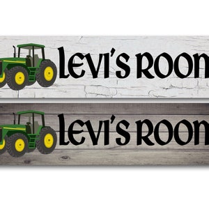 PERSONALIZED Name / Text With Green Tractor and choose from 2 backgrounds -Metal Sign 4"x18" or 3"x12" or 2"x8" Indoor/outdoor