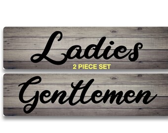 Ladies & Gentlemen Metal Bathroom Sign Set – Rustic Style