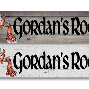 PERSONALIZED Name Giraffes and choose from 2 backgrounds -Metal Sign 4&quot;x18&quot; or 3&quot;x12&quot; or 2&quot;x8&quot; Indoor/outdoor