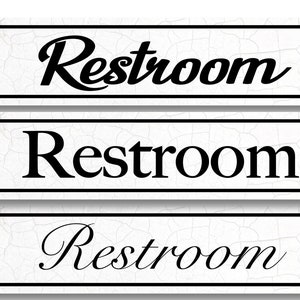 Restroom Metal Sign: Antique White Crackle Farmhouse Decor