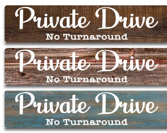 Letrero metálico de "Camino privado, prohibido dar la vuelta" – Decoración de pared estilo casa de campo