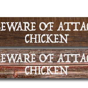 Beware of Attack Chicken Metal Sign - Funny Chicken Coop Decor