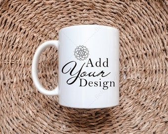 White Mug Mockup, 11 oz Ceramic Mug Jpg, Coffee Cup Styled Stock Photo, Minimal Mug Sublimation, Neutral Light Boho Mug, Digital Image