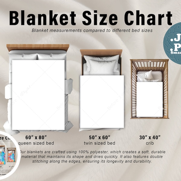 Fleece Blanket Mockup Size Chart - Etsy