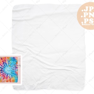 Sherpa Fleece Blanket Mockup 50x60 Flat, PSD smart object, PNG Background and Blanket editable with PSD, white blanket sublimation and pod