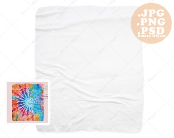 Sherpa Fleece Blanket Mockup, 50x60 Flat Lay (PSD, PNG)