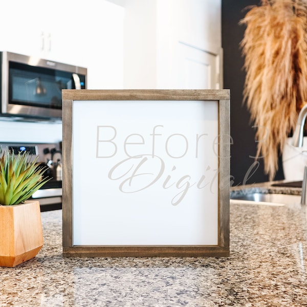 12x12 Wood Kitchen Sign Mockup, Blank Farmhouse Sign Colored Background Mock up, Template for svgs, Cute Styled Photos, Customize to Match