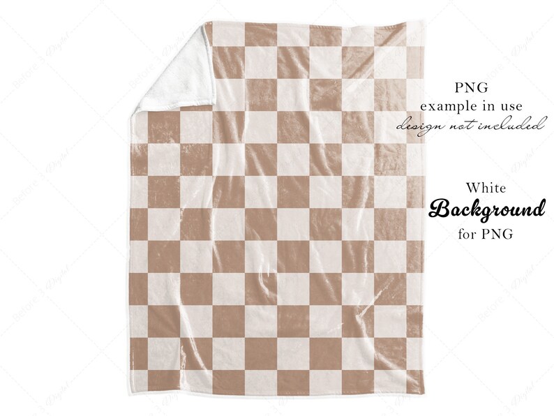Może przedstawiać: Białe szachownice z brązowymi kwadratami. Tło jest plikiem do pobrania w formacie cyfrowym do użycia z plikami PNG. "PNG example in use design not included" i "White Background for PNG" są napisane czarnym tekstem po prawej stronie obrazu.