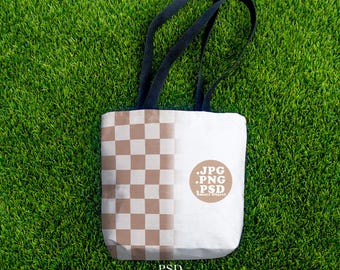 AOP White Tote Bag Mockup | Sports Background | PSD, PNG and Canva | Fresh Summer Collection (Digital Download)