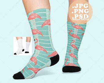 Sublimation Socks Mockup with black heal and toe for Online Sellers, PSD smart object, PNG, jpg, POD  product photos, pair side by side