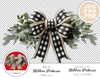 Burlap Bow Mockup, Farmhouse Sign Greenery (Digital Download)