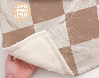 Crushed Velvet Blanket Mockup 50x60 Close Up, Actual Product, PSD smart object and PNG for POD sellers, High Sheen Velvet