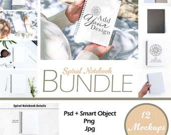 Spiral Notebook Mockup Bundle, Outdoor and Desk Settings (PSD, PNG)