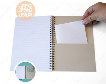 8x6 Spiral Notebook Mockup with Pocket (PSD, PNG, JPG)