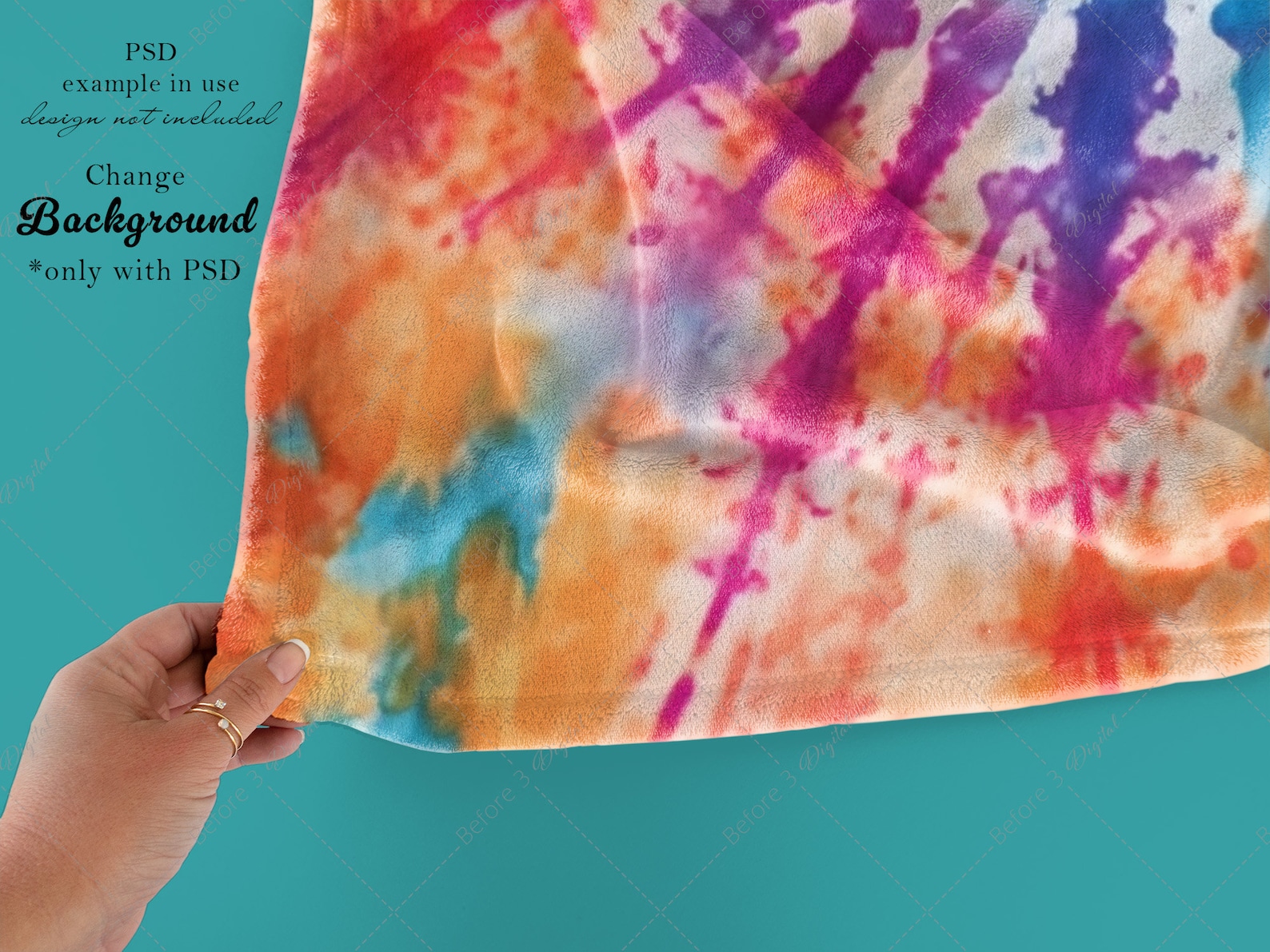 Velveteen Blanket Mockup Hand Holding Corner for Closeup of Etsy