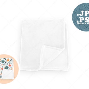 Velveteen Blanket Mockup 50x60, PSD smart object and PNG, Background and Blanket editable with PSD,  folded blanket for sublimation and pod