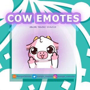 Geanimeerde roze koe-emote: middelvinger-emote