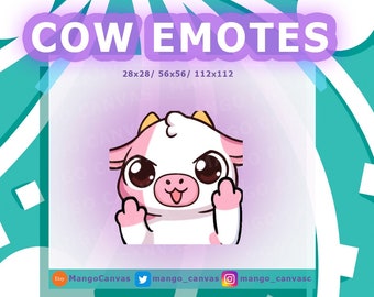 Animated Pink Cow Emote-Middle Finger Emote