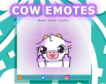 Emoticono animado de vaca morada-Emoticono de dedo medio