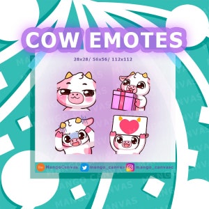 Twitch Emotes-Pink Cow Emotes
