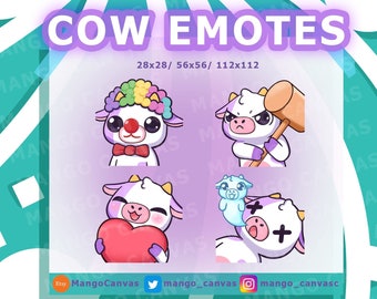 Twitch Emotes-Purple Cow Emotes