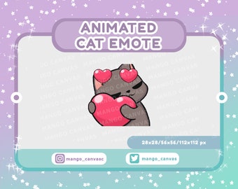 Animated Gray Cat Emote-Heart emote
