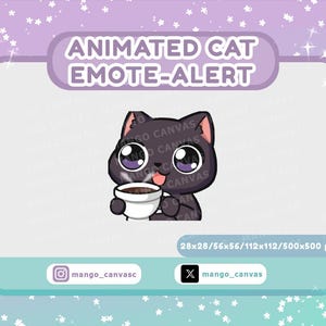 Animated Black Cat Emote-Alert/Drink Coffee Emote-Alert