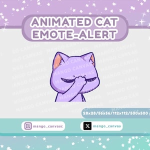 Animated Purple Cat Emote Alert /Facepalm Emote-Alert