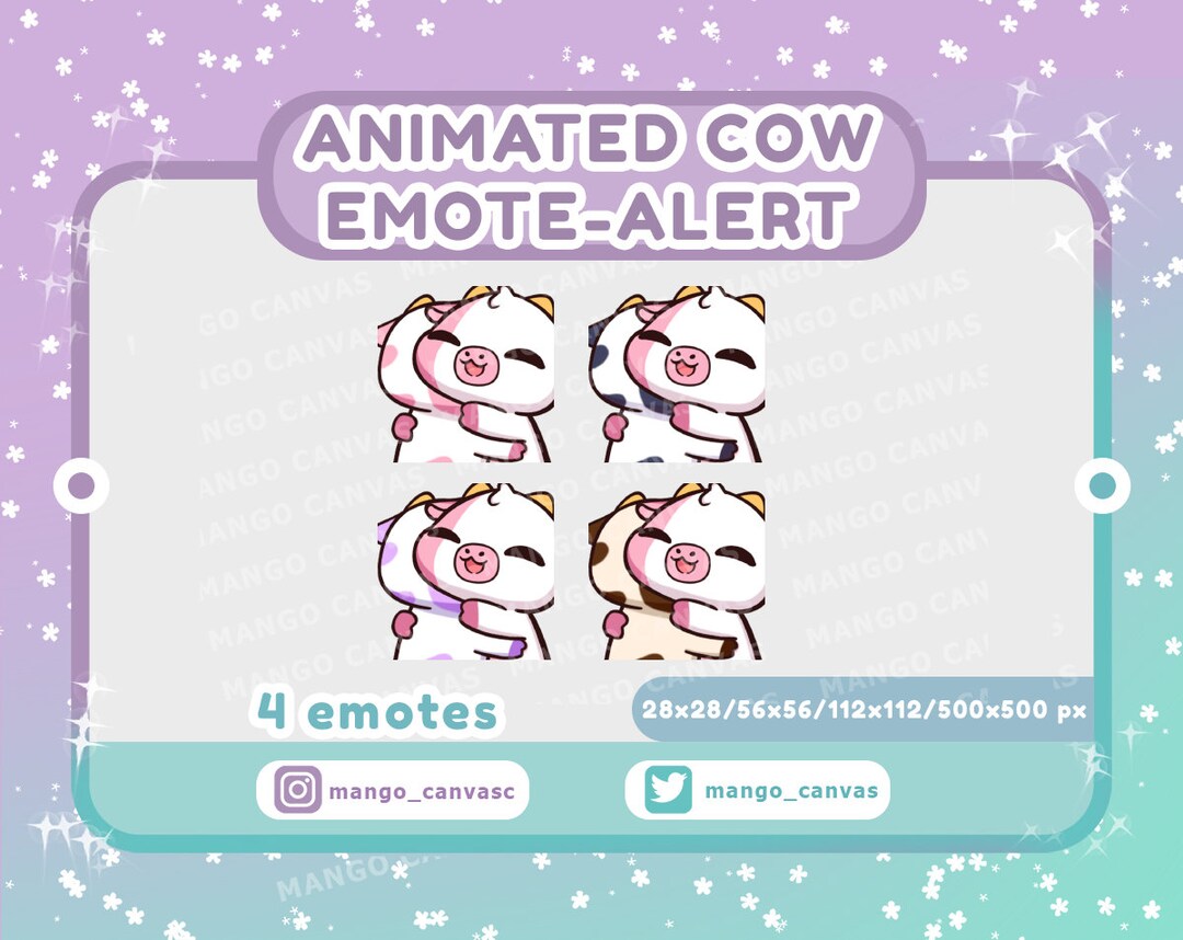 Animated Pink Cow Emote Alert /hug Emote-alert - Etsy