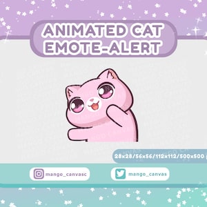 Geanimeerde roze kat emote-waarschuwing/wiebel dans-emote-waarschuwing