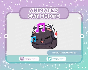 Animated Black Cat Emote-Music emote