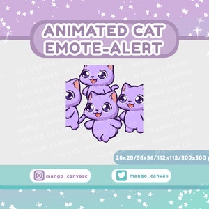 Geanimeerde paarse kat-emote-waarschuwing / raid-emote-waarschuwing