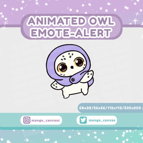 Animated white Owl Emote-Alert/ Spin Emote