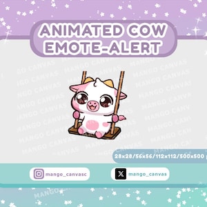 Animated Pink Cow Emote Alert /Swing Emote-Alert