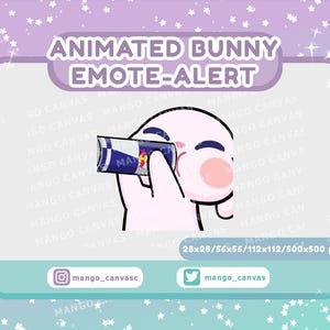 Emote-waarschuwing met geanimeerd konijntje/emote-waarschuwing voor drinken