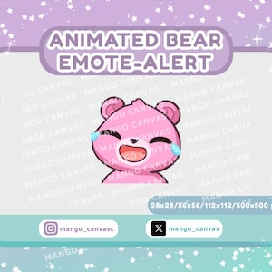 Animated Pink Bear Emote-Alert/Laugh Emote-Alert