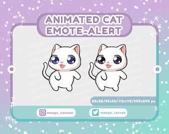 Animated White Cat Emote Alert /Dance Emote-Alert