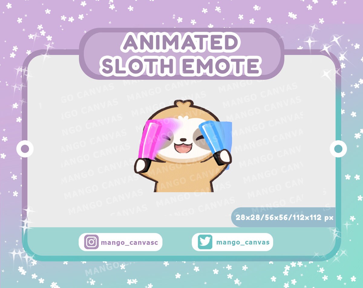 Sloth Emotes Animated Sloth Emote-lightstick Emote - Etsy
