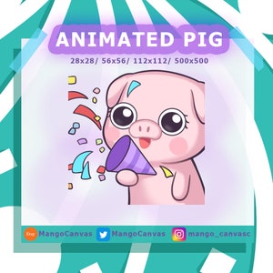 Cerdo animado Emote / Alerta-Lindo Kawaii Piggy Piglet Oink Farm