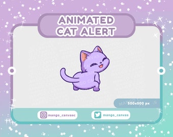 Animated Purple Cat Alert-Twerk Alert