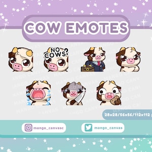 Twitch Emotes-Zestaw 9 emotikonów brązowej krowy