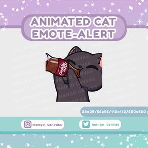 Alerta de emoticón de gato negro animado/Alerta de emoticón de bebida