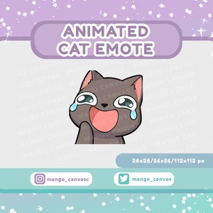 Animated Gray Cat Emote-Laugh emote