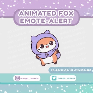 Geanimeerde vos-emote-waarschuwing/spin-emote