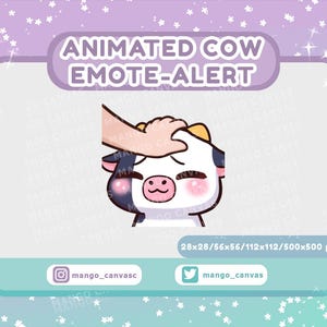 Geanimeerde koe-emote-waarschuwing/kop aai-emote-waarschuwing